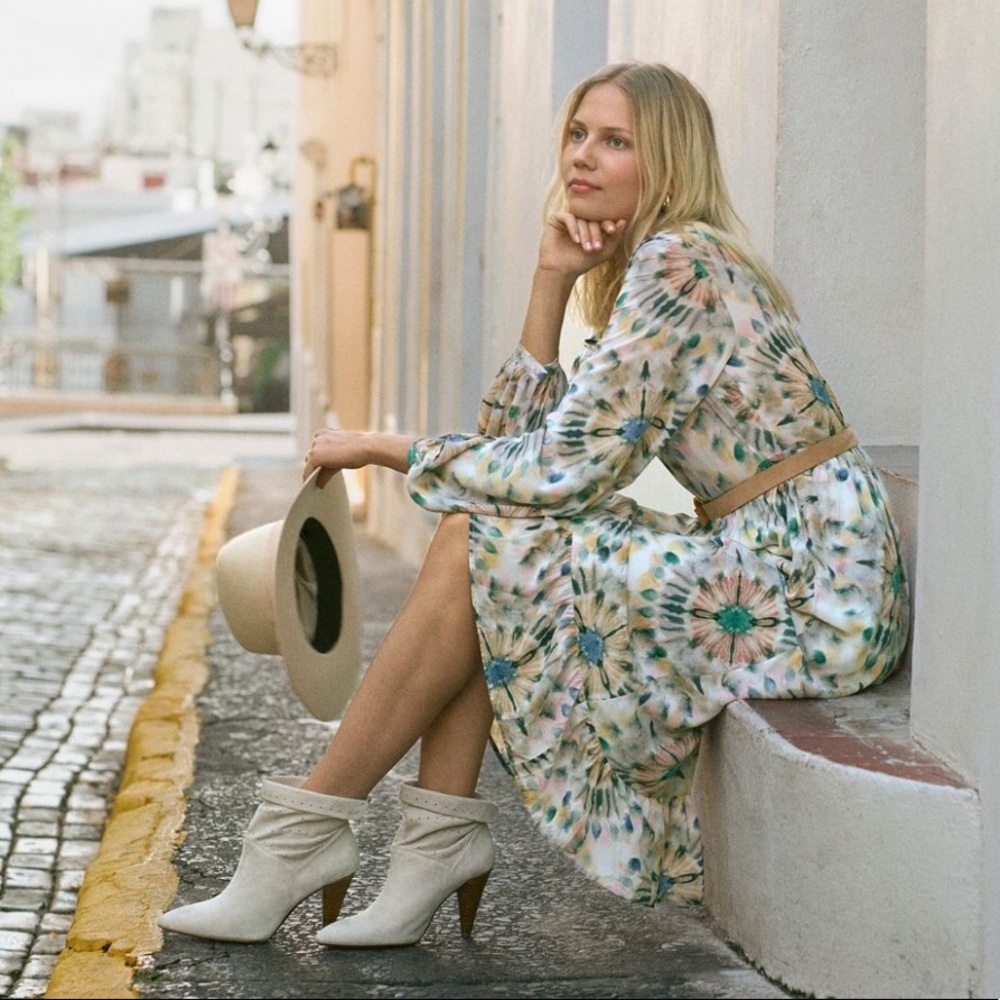 Kachel x Anthro Chiara watercolor midi dress NWT